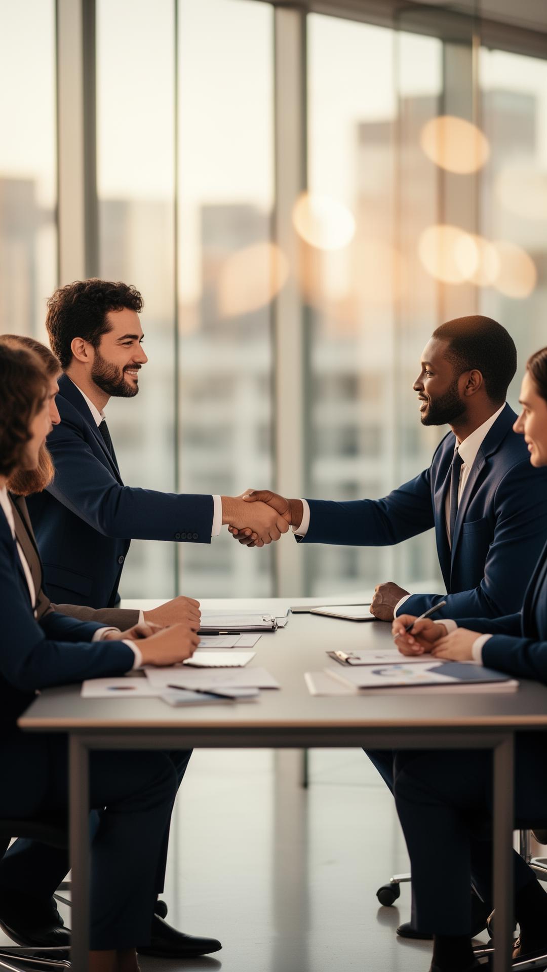 Business professionals shaking hands